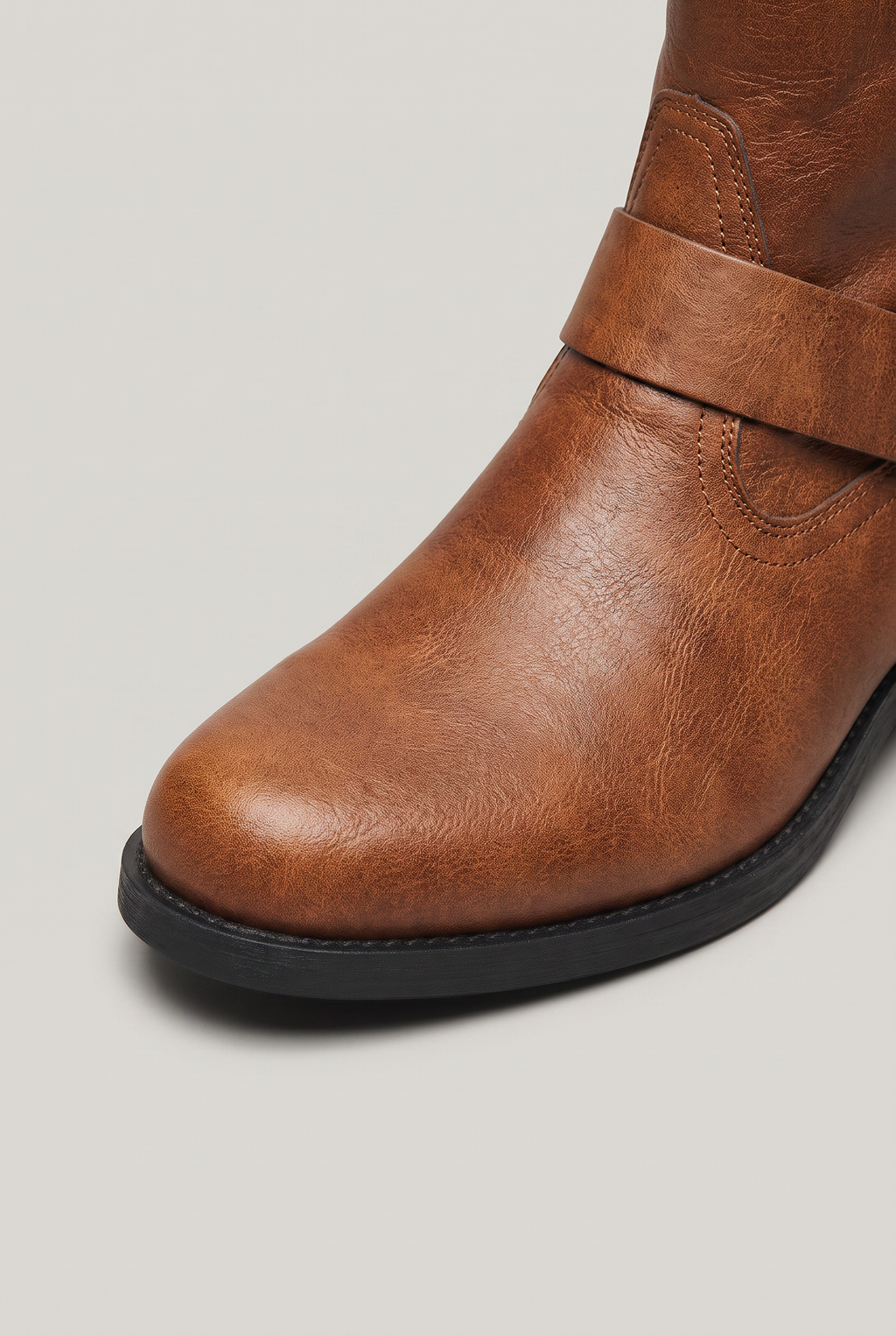 Men's Faux Leather Ankle Boots with Side Zipper