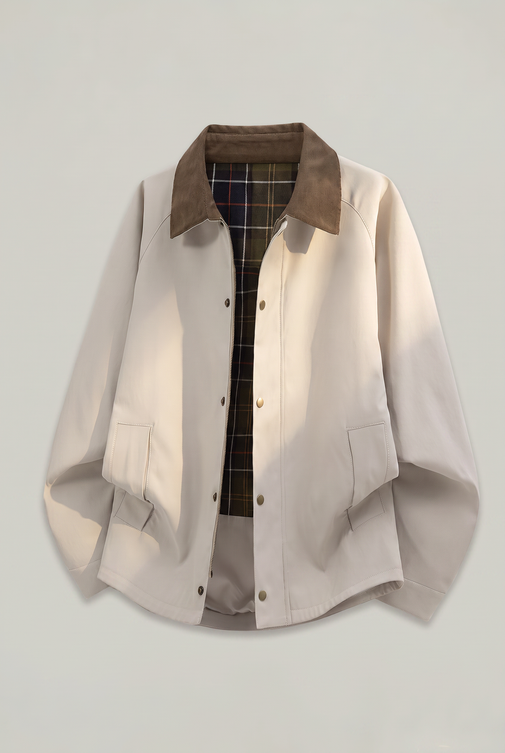 Men's Jacket with Contrast Collar, Single-Breasted for Fall