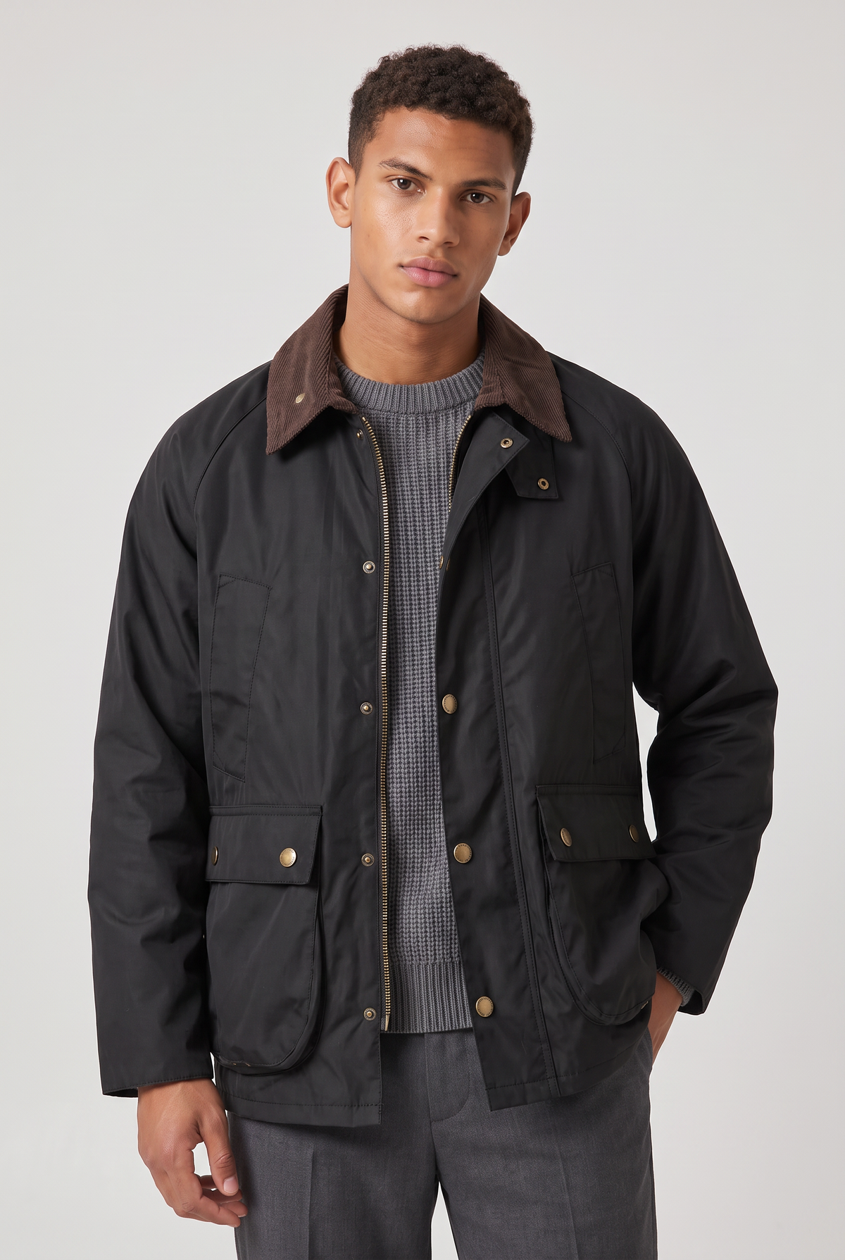 Men's Corduroy Workwear Jacket with Corduroy Collar, Vintage