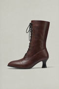Women's Vintage Lace-Up Ankle Boots with Heel