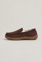 Men's Slippers Moccasin Suede Look in Dark Brown