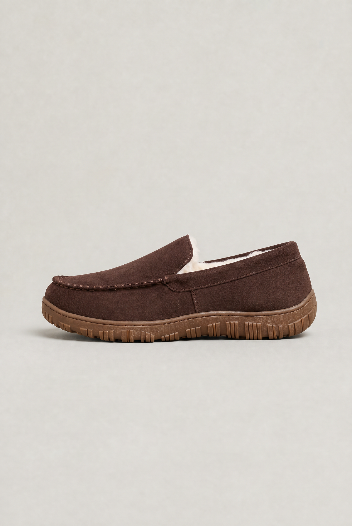 Men's Slippers Moccasin Suede Look in Dark Brown