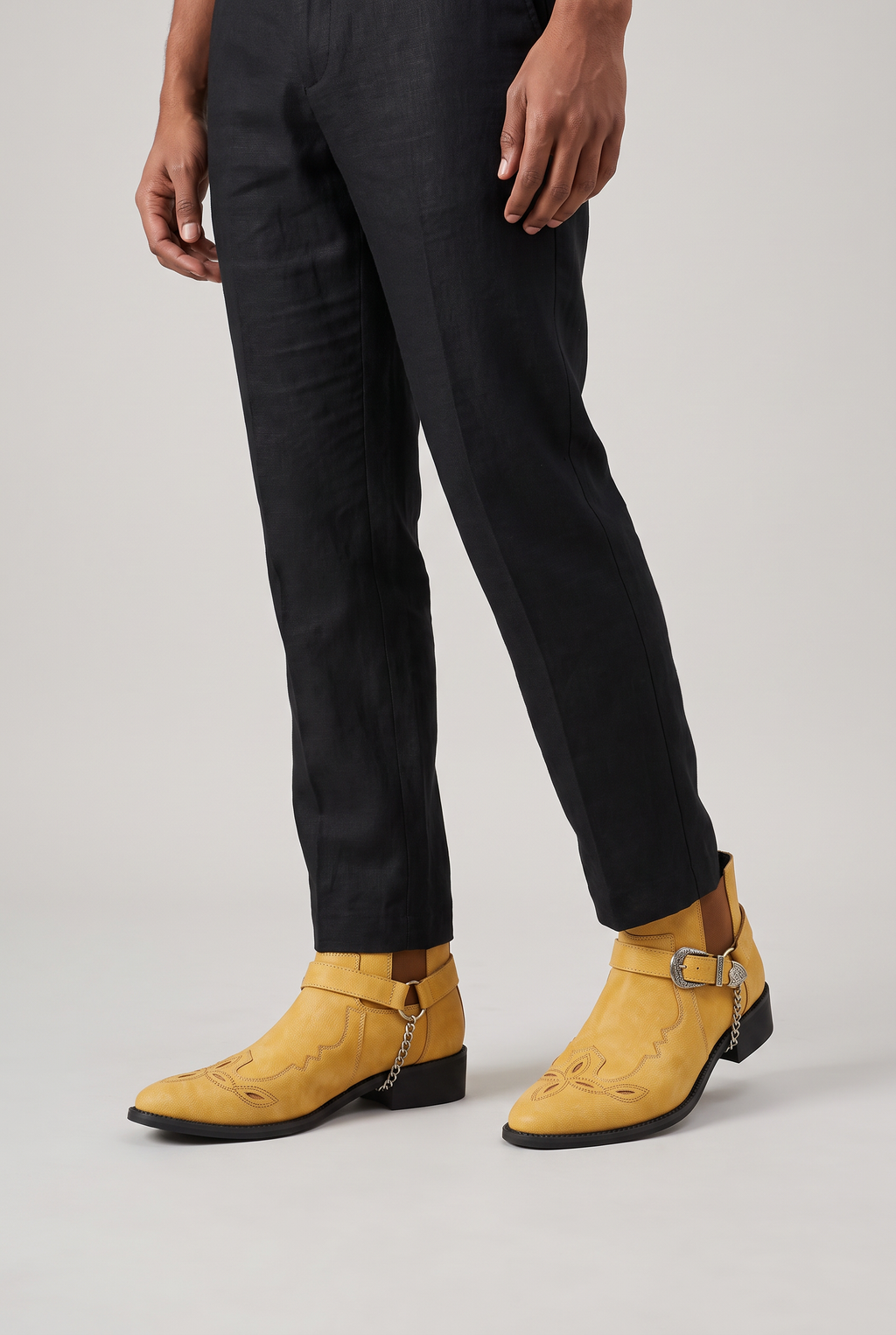 Men's Boots Western Harness Strap Pointed Toe