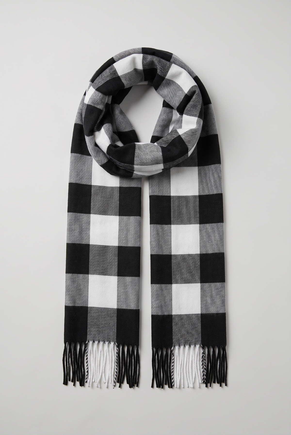 Men's Scarf Checked Tassel Detail