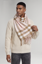 Men's Scarf Checked Tassel Detail in Blush