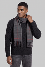 Men's Scarf Checked Tassel Detail in Grey