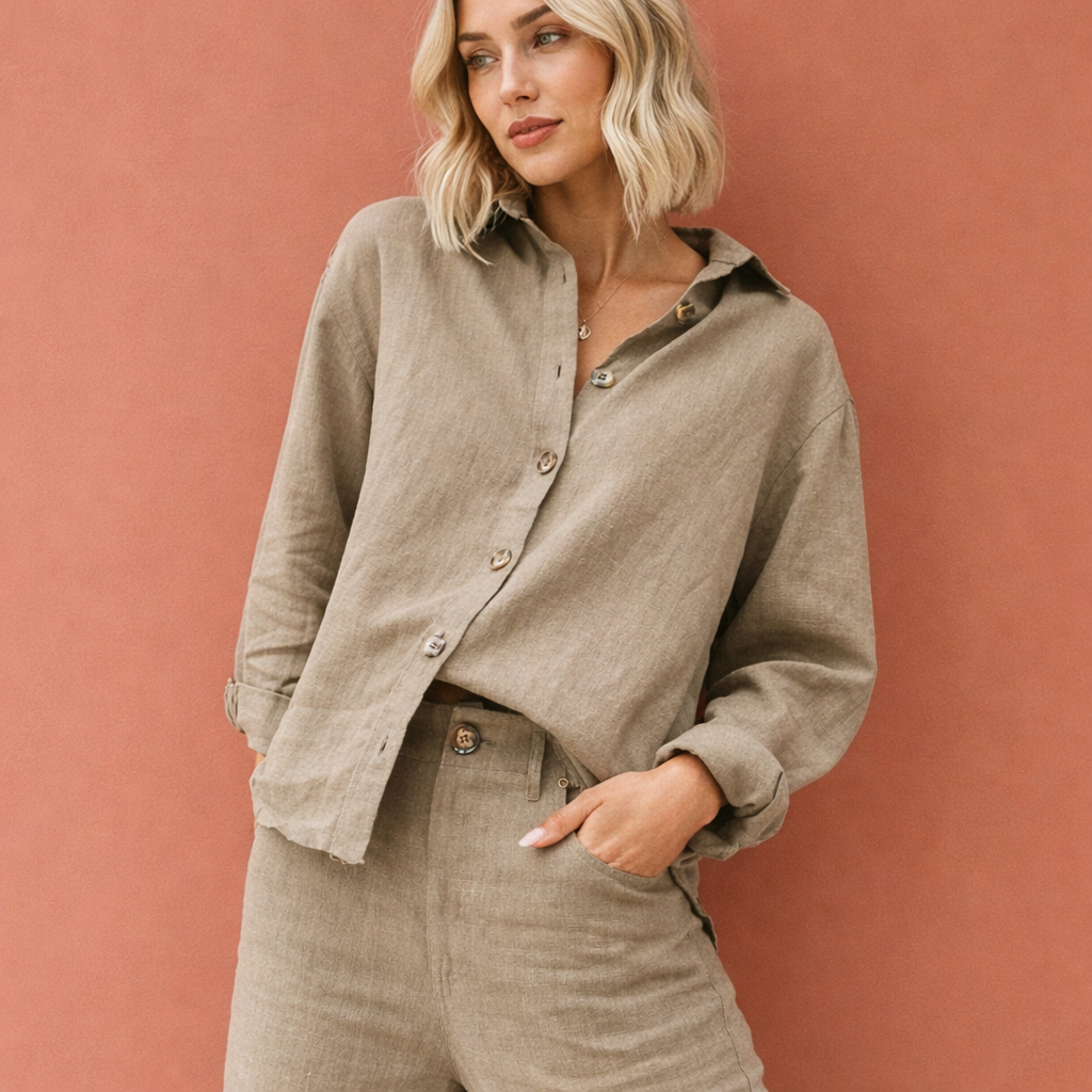 ESMÉE | Women's Linen-Look Blouse with Button Closure