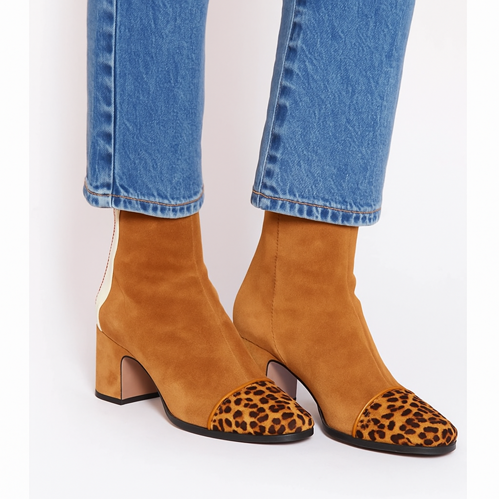 Women's Khaki Ankle Boots – Contrast Design