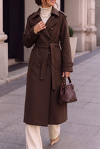 Women's Long Double-Breasted Wool Coat, Classic and Elegant