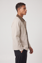 Men's Jacket with Contrast Collar, Single-Breasted for Fall