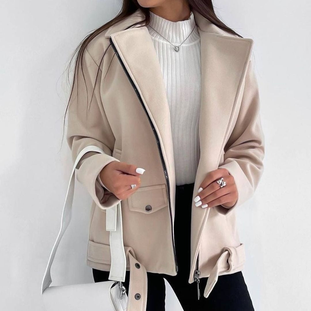 Women's Wool-Look Coat with Belt, Classic and Tailored