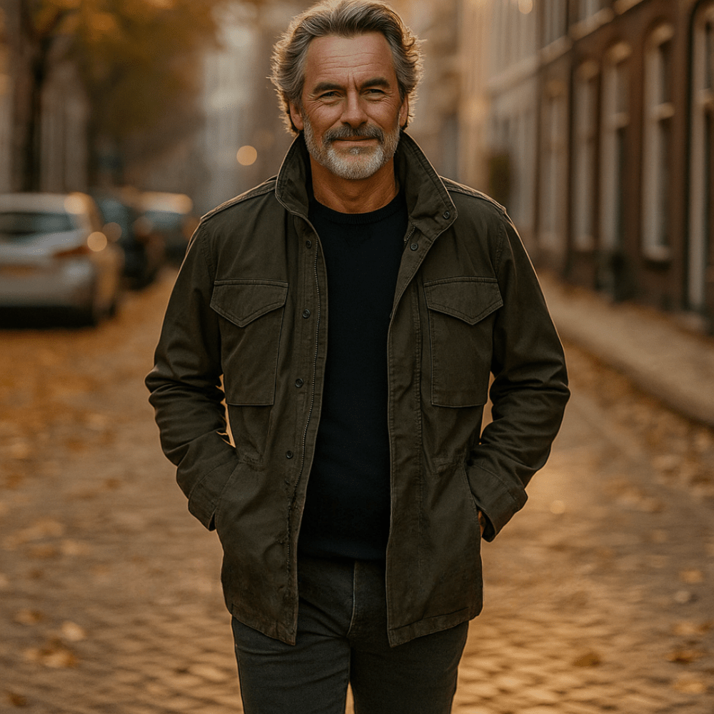 Field Jacket Men, Rugged with Hood and Storm Flap