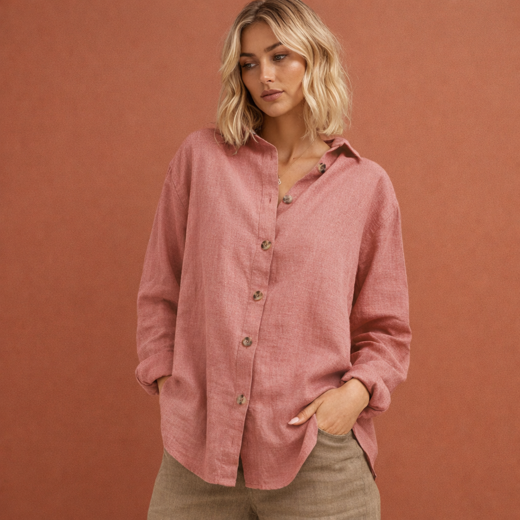 ESMÉE | Women's Linen-Look Blouse with Button Closure
