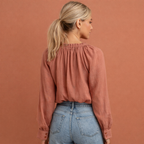 DANIQUE | Sheer Ruffle Blouse for Women with Statement Sleeves