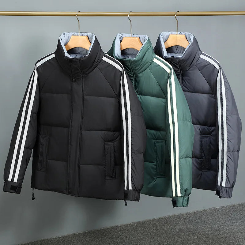 Puffer Jacket Men with High Collar, Windproof and Warm