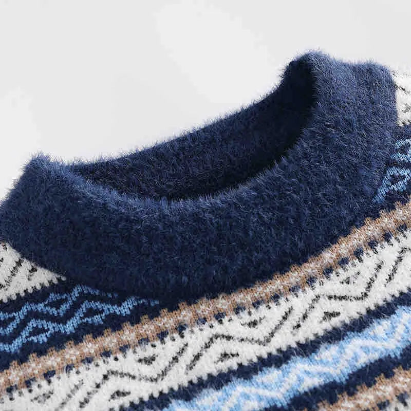 Men's Nordic Sweater in a Wool Blend, Dense Knit and Warm