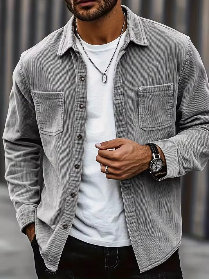 Corduroy Shirt Jacket Men, Warm