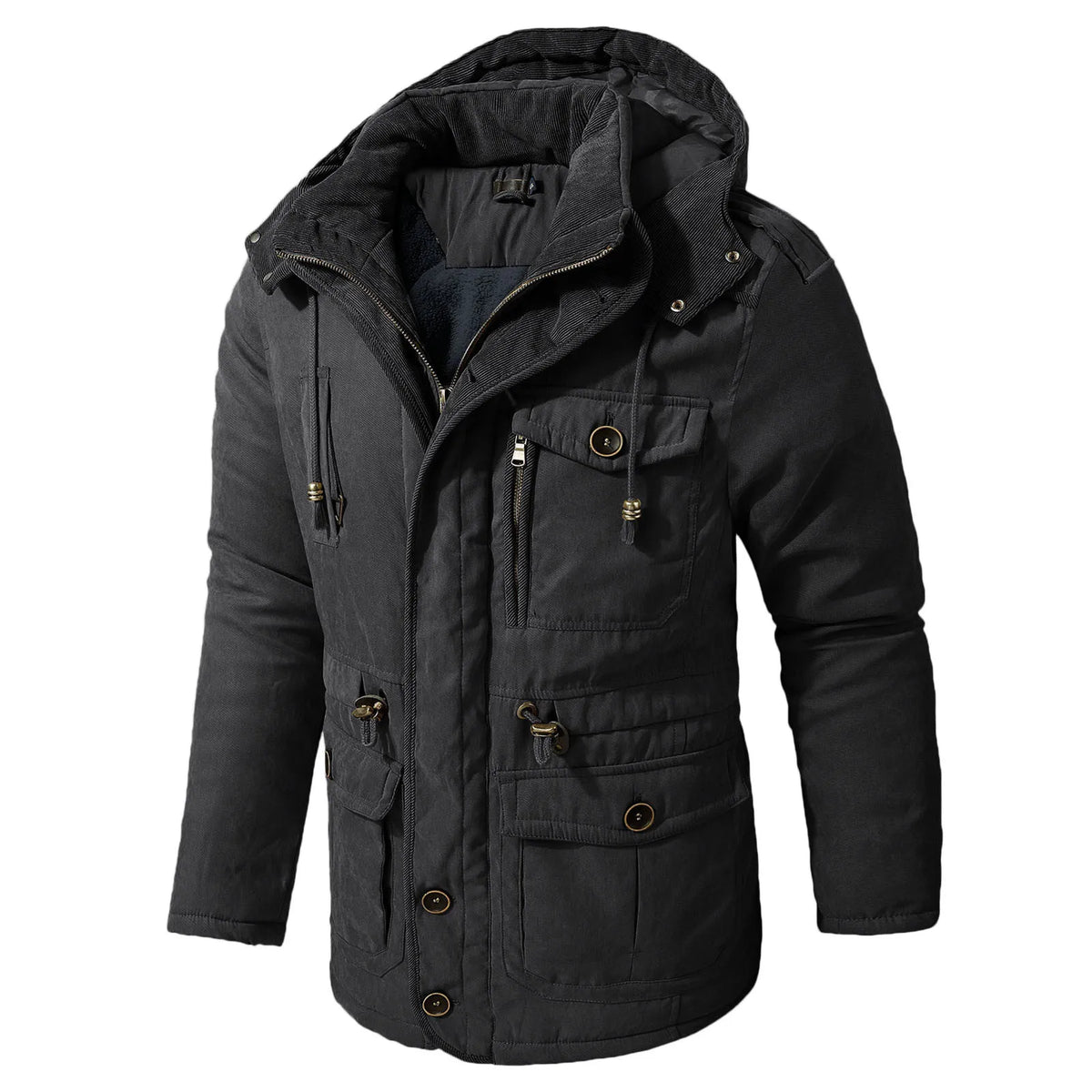 Winter Coat Men, Fleece-Lined with Hood and Plenty of Pockets