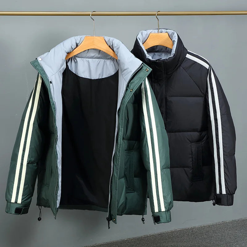 Puffer Jacket Men with High Collar, Windproof and Warm