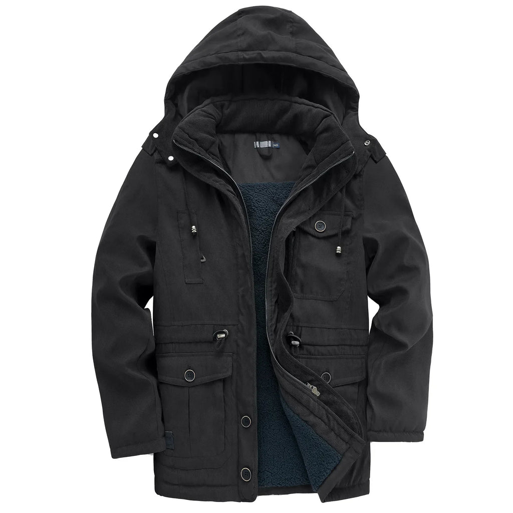 Winter Coat Men, Fleece-Lined with Hood and Plenty of Pockets