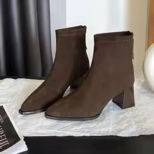Women's Brown Suede Ankle Boots – Short Shaft