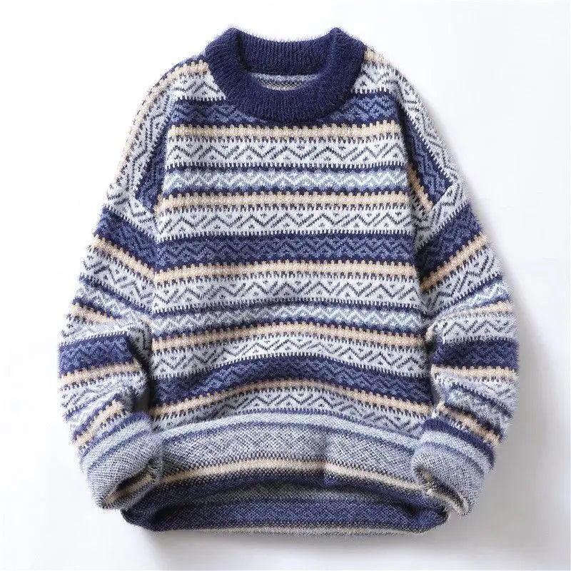 Men's Nordic Sweater in a Wool Blend, Dense Knit and Warm