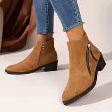 Women's Brown Suede Ankle Boots – Comfortable for Fall