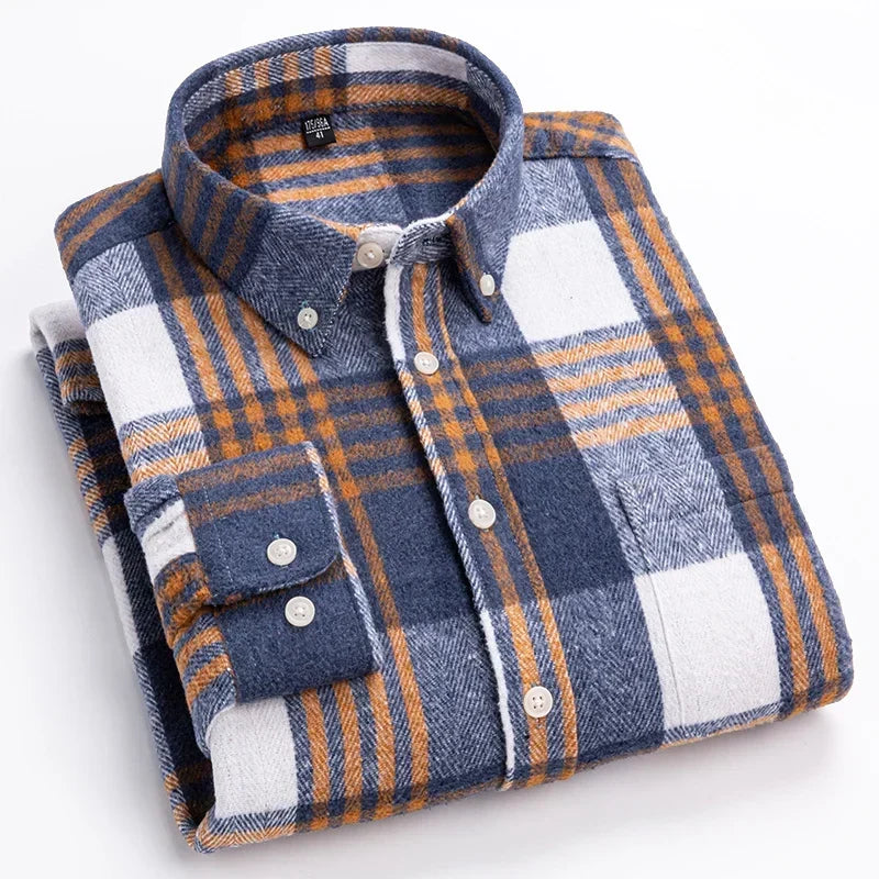 Men's Plaid Cotton Shirt, Warm