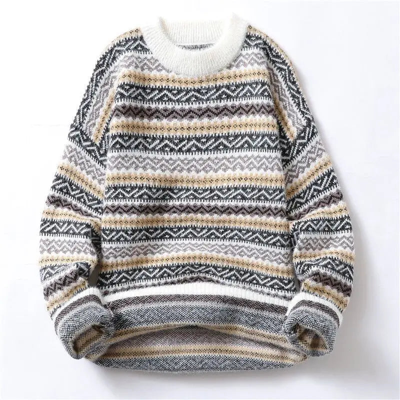Men's Nordic Sweater in a Wool Blend, Dense Knit and Warm