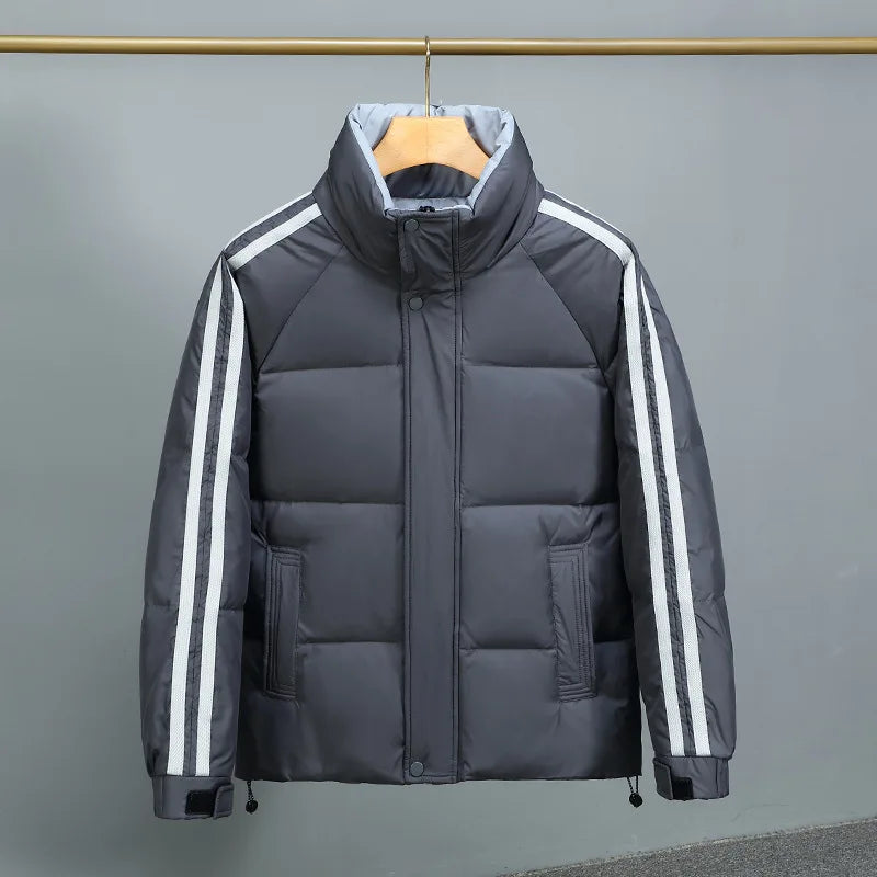Puffer Jacket Men with High Collar, Windproof and Warm