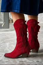 Women's Burgundy Western Ankle Boots with Heel