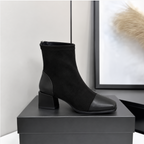 Women's Black Suede Ankle Boots – Elegant