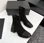 Women's Black Suede Ankle Boots – Elegant