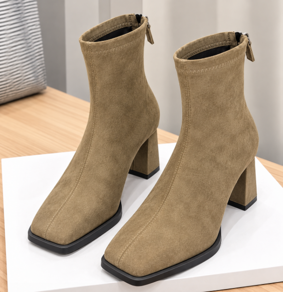 Women's Suede Ankle Boots – Brown & Black