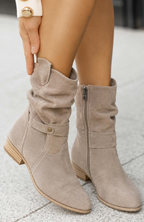 Women's Beige Suede Ankle Boots – Soft & Comfortable