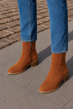 Women's Brown Block-Heel Ankle Boots