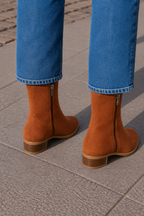 Women's Brown Block-Heel Ankle Boots