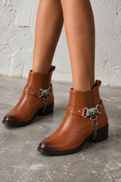 Women's Brown Suede Western Ankle Boots