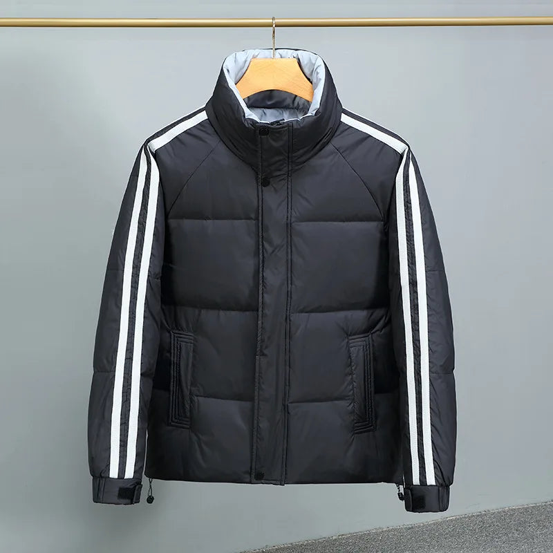 Puffer Jacket Men with High Collar, Windproof and Warm