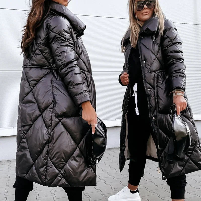 Winter Coat Women with Hood, Lined and Water-Repellent