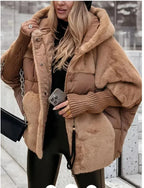 Puffer Jacket Women with Faux Fur Collar, Warm