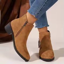 Women's Brown Suede Ankle Boots – Comfortable for Fall