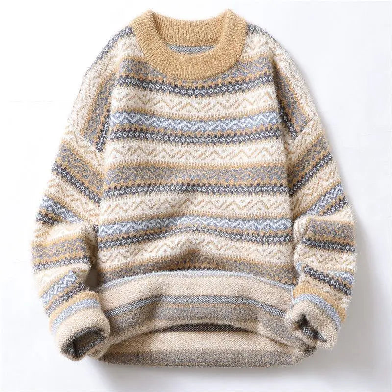 Men's Nordic Sweater in a Wool Blend, Dense Knit and Warm