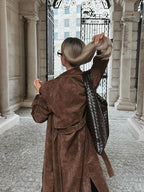 Women's Long Faux Suede Coat, Brown