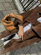 Women's Long Faux Suede Coat, Brown