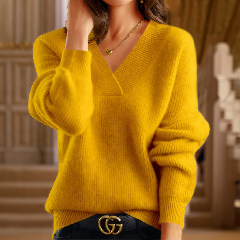 Women's Elegant Soft Sweater – Solid Color, Casual Knit, Perfect for Fall and Winter