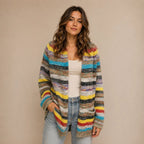 Women's Multicolor Cardigan, Knit for Winter
