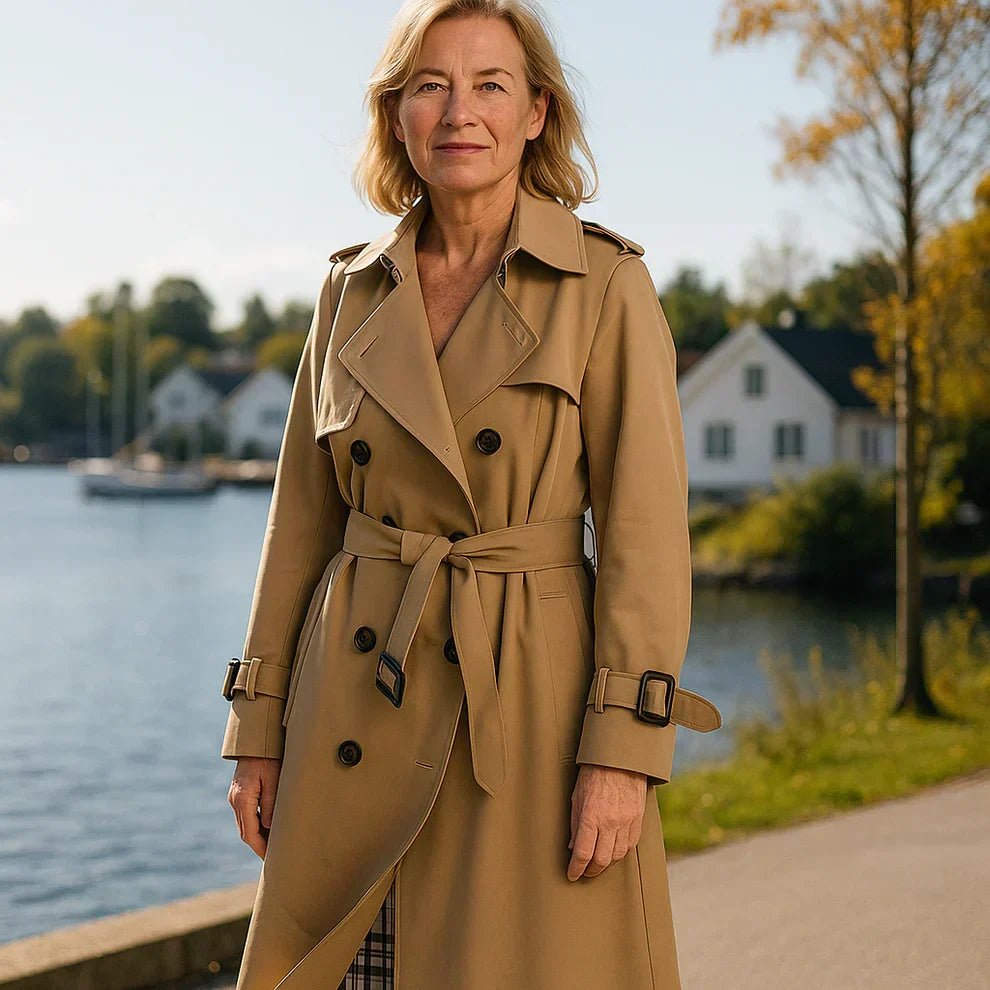 Women's Brown Trench Coat, Warm for Fall