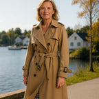 Women's Brown Trench Coat, Warm for Fall