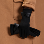 Winter Gloves Women Touchscreen Suede Look in Black